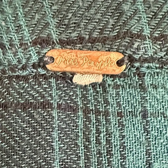 Free People Green and Black Flannel Plaid Button-Down Shirt - Picture 2 of 4